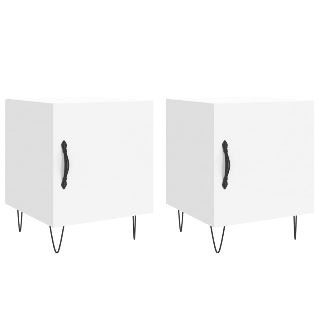 Comodini 2 pz Bianchi 40x40x50 cm in Legno Multistrato