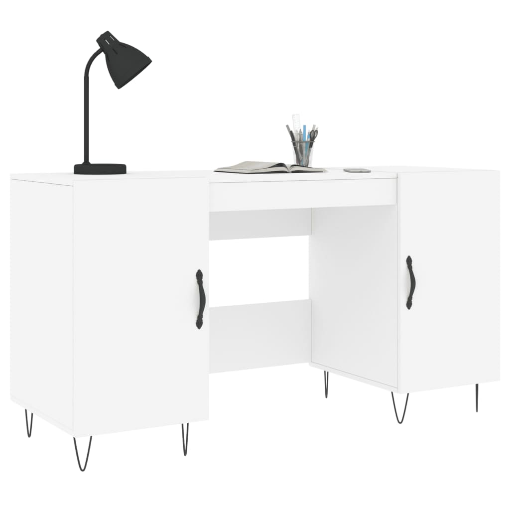 Scrivania Bianca 140x50x75 cm in Legno Multistrato