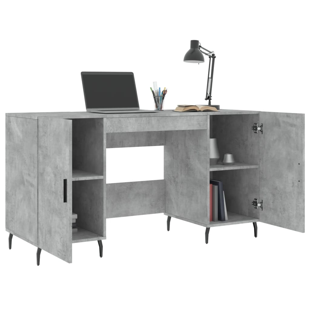 Scrivania Grigio Cemento 140x50x75 cm in Legno Multistrato