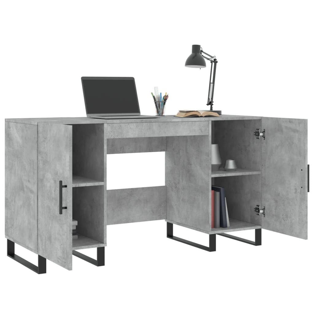 Scrivania Grigio Cemento 140x50x75 cm in Legno Multistrato