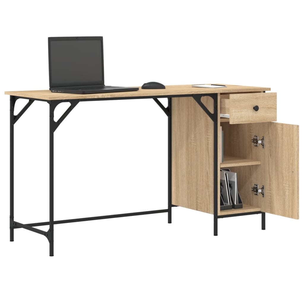 Scrivania Computer Rovere Sonoma 131x48x75 cm Legno Multistrato