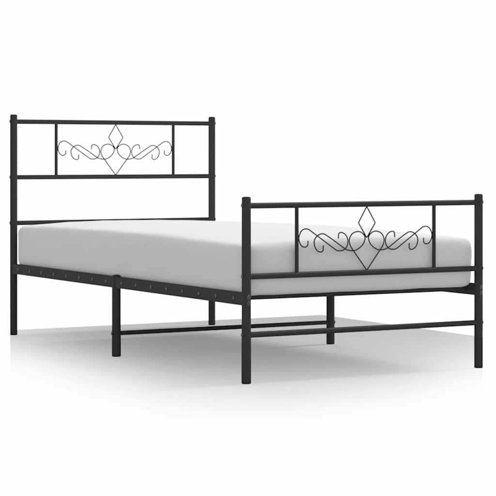 Giroletto con Testiera e Pediera Metallo Nero 100x200 cm