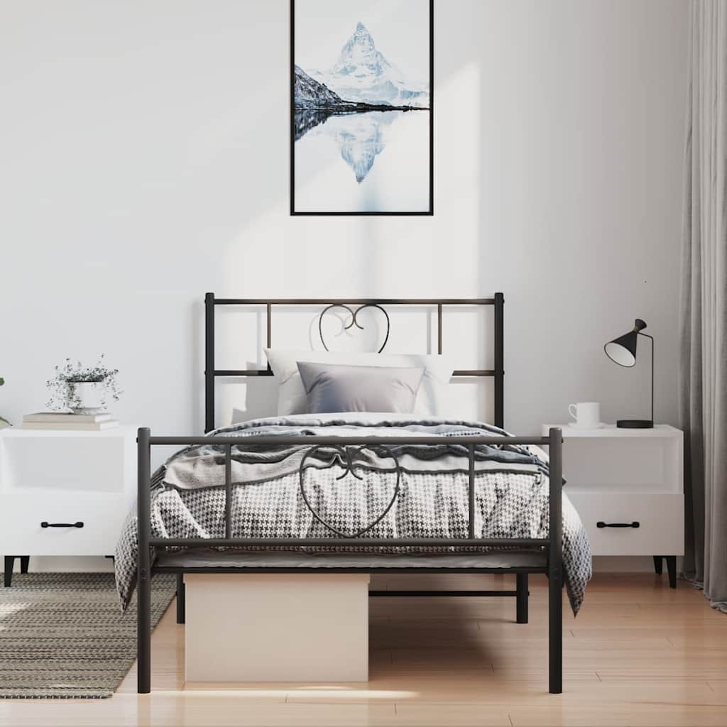 Giroletto con Testiera e Pediera Metallo Nero 100x190 cm