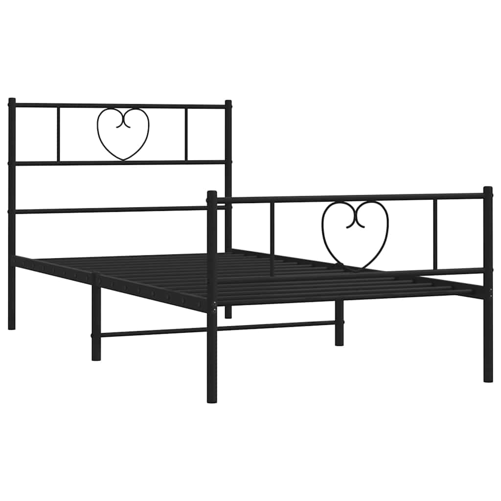 Giroletto con Testiera e Pediera Metallo Nero 100x200 cm
