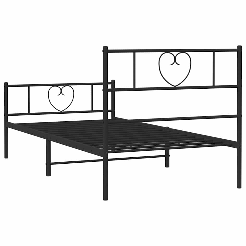 Giroletto con Testiera e Pediera Metallo Nero 100x200 cm