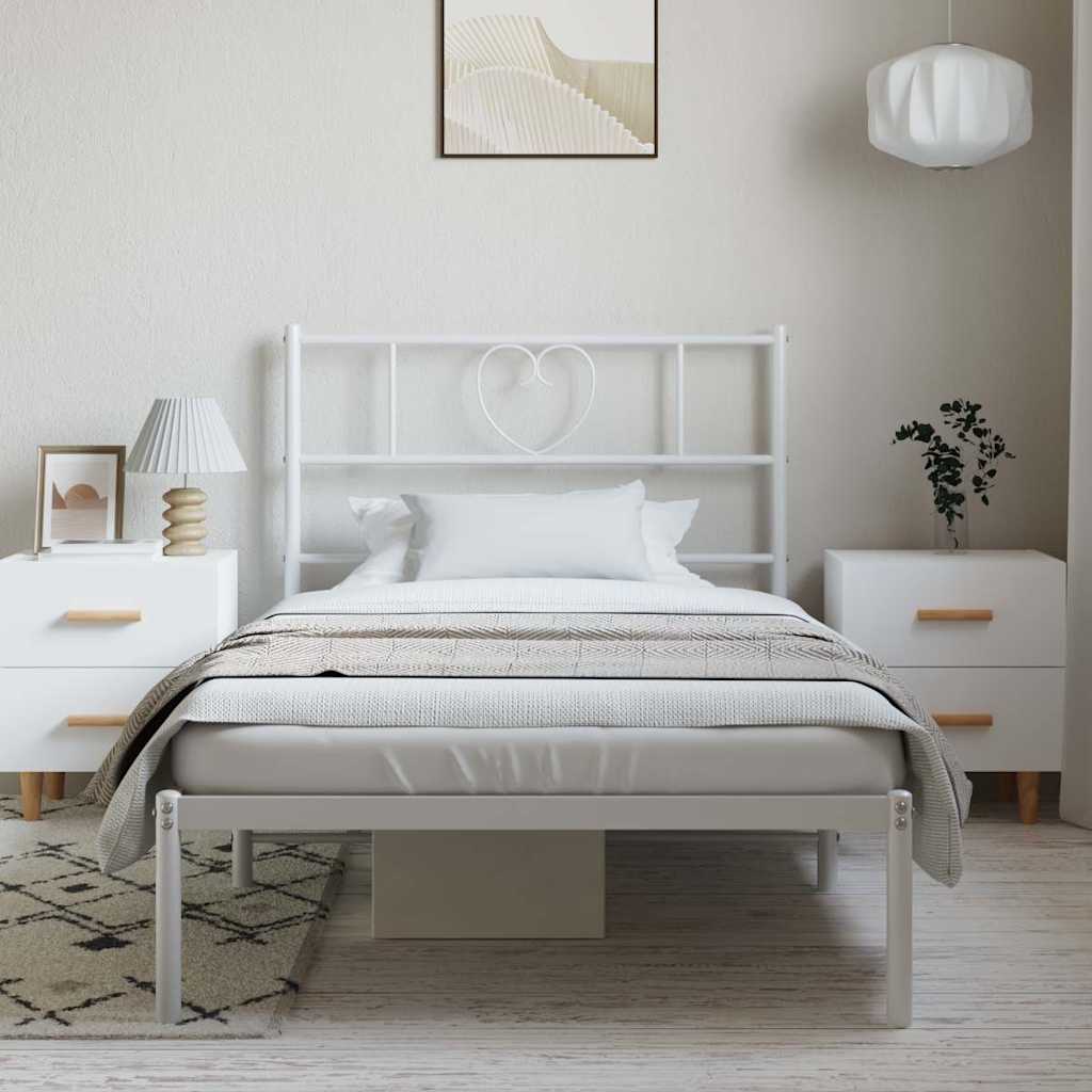 Giroletto con Testiera Metallo Bianco 100x190 cm