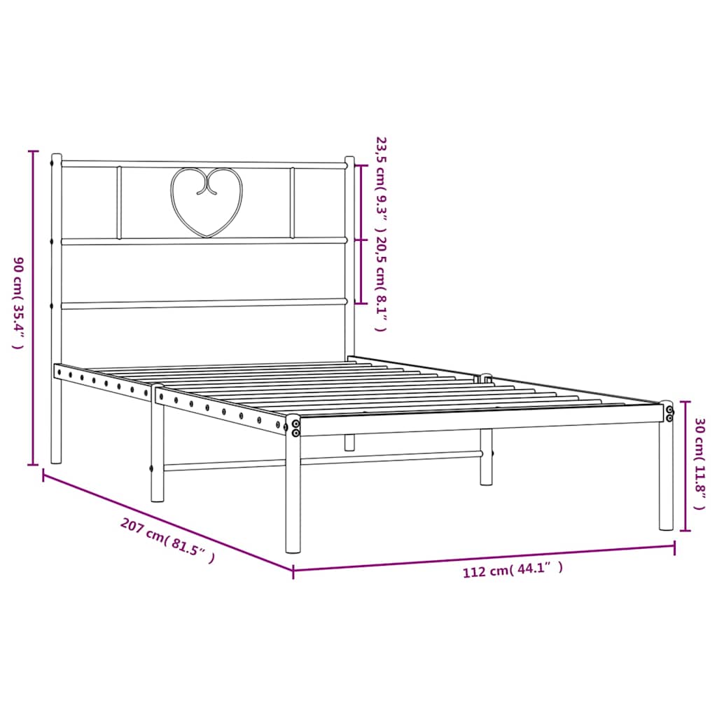 Giroletto con Testiera Metallo Bianco 107x203 cm