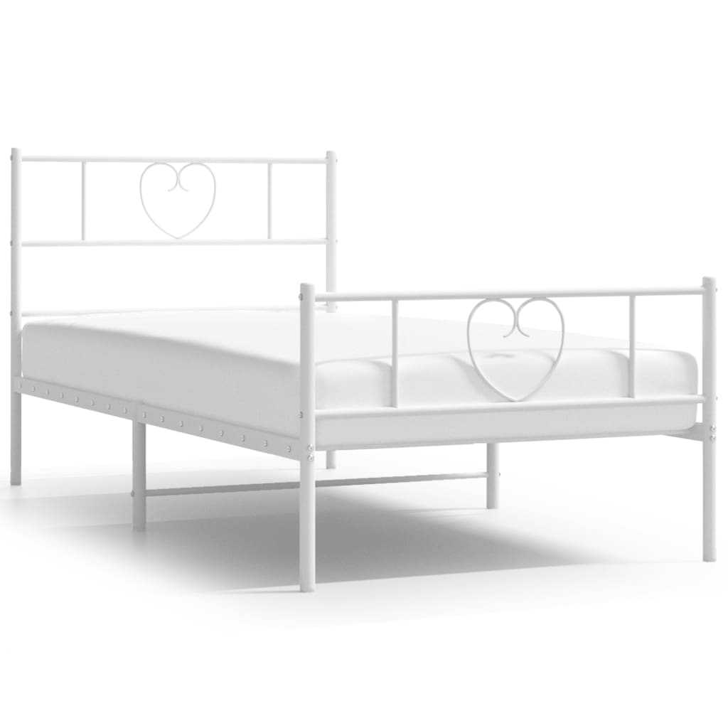 Giroletto con Testiera e Pediera Metallo Bianco 90x190 cm