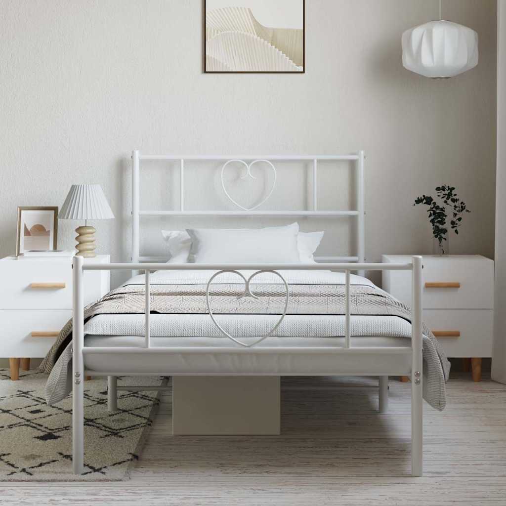 Giroletto con Testiera e Pediera Metallo Bianco 100x190 cm
