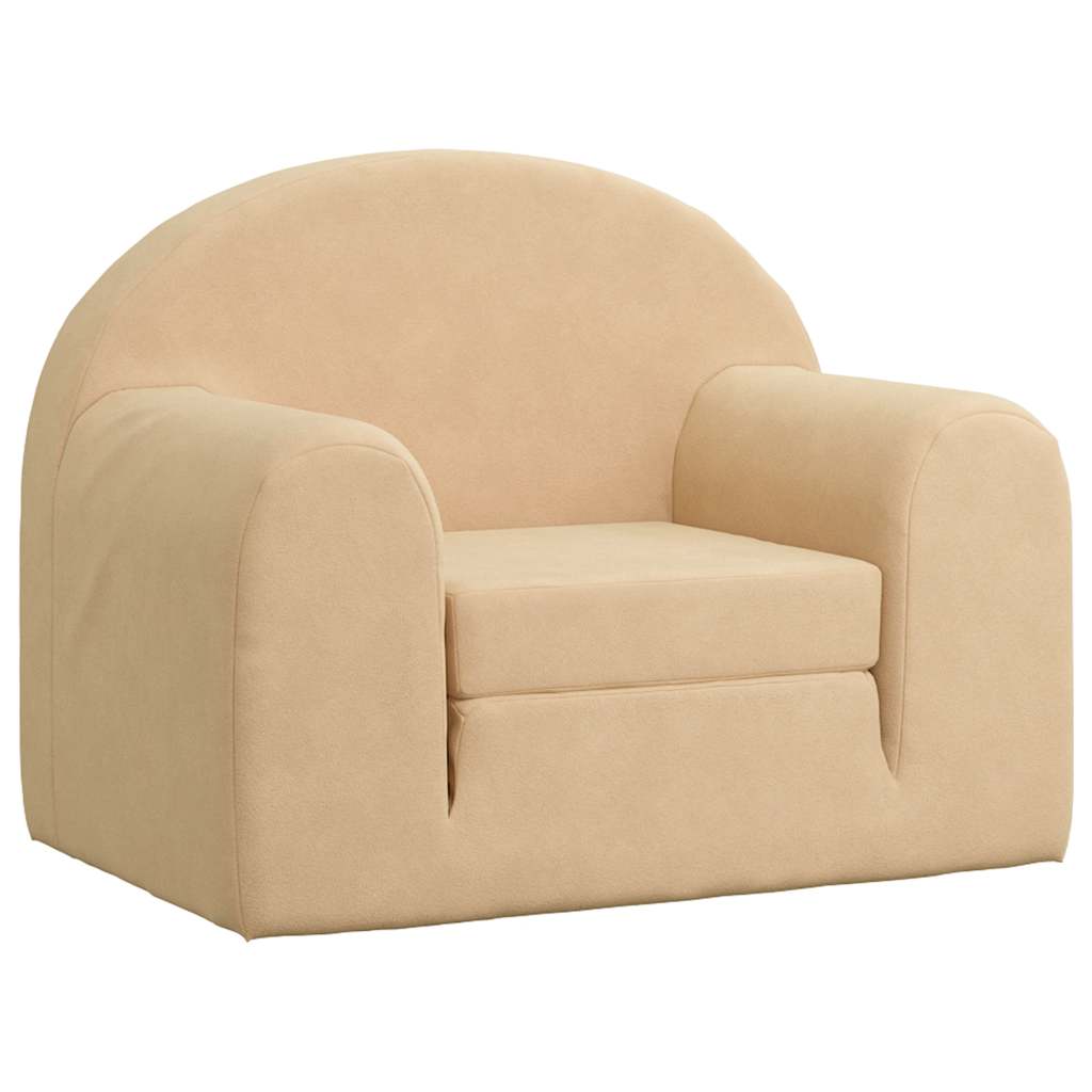 Divano Letto per Bambini Crema in Morbido Peluche