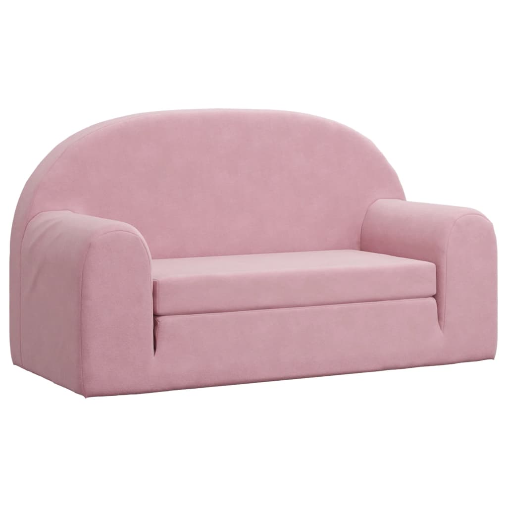 Divano Letto per Bambini a 2 Posti Rosa in Morbido Peluche