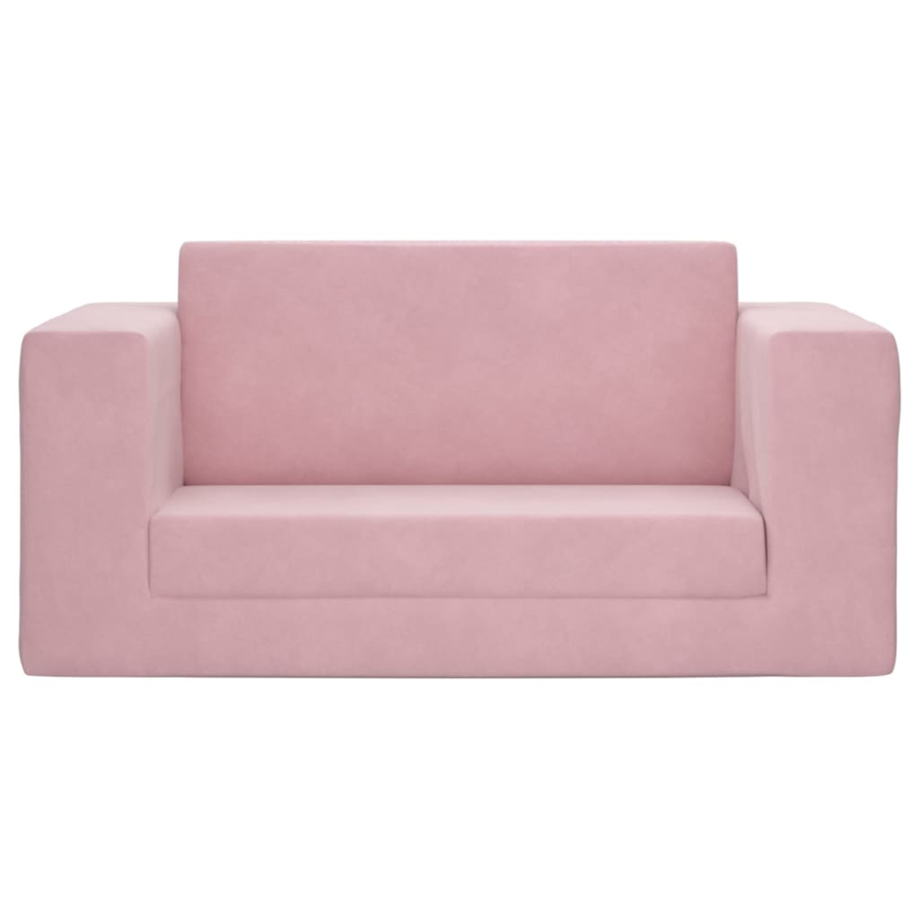 Divano Letto per Bambini a 2 Posti Rosa in Morbido Peluche