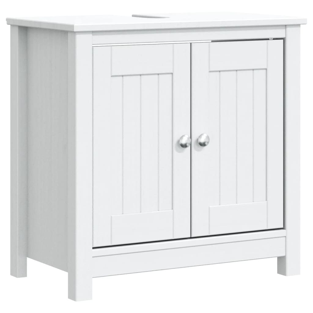 Mobile Lavabo da Bagno BERG Bianco 60x34x59 cm Massello Pino