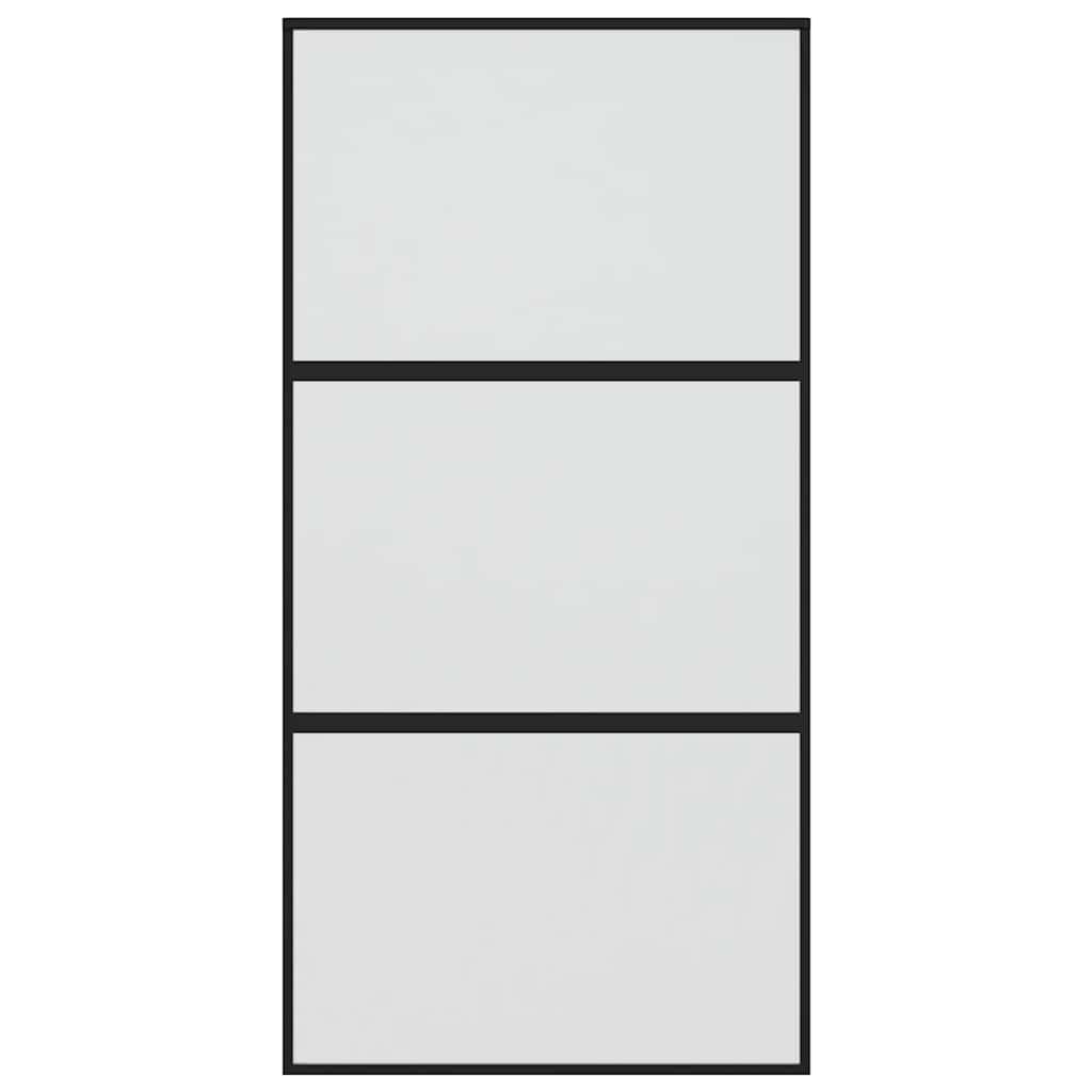 Porta Scorrevole Nera 102,5x205 cm Vetro Temperato e Alluminio