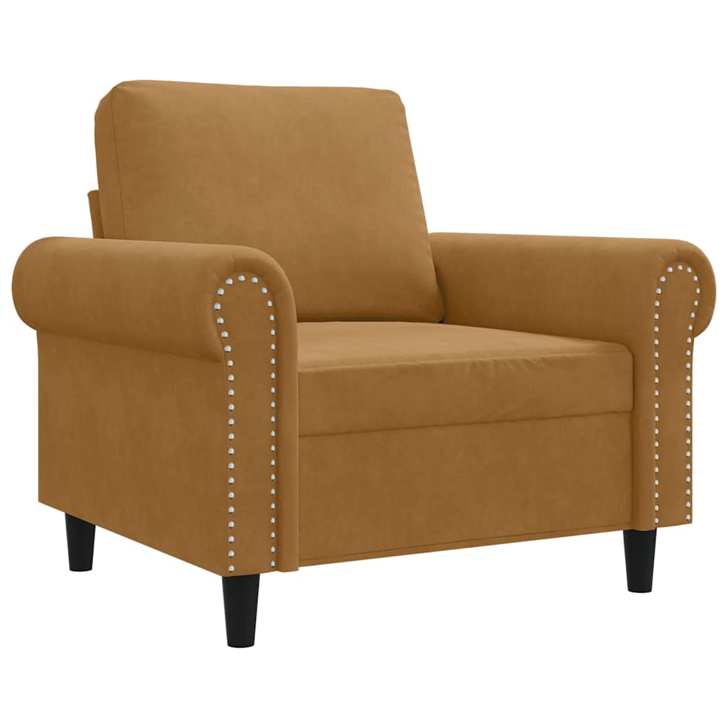 Poltrona Marrone 60 cm Velluto