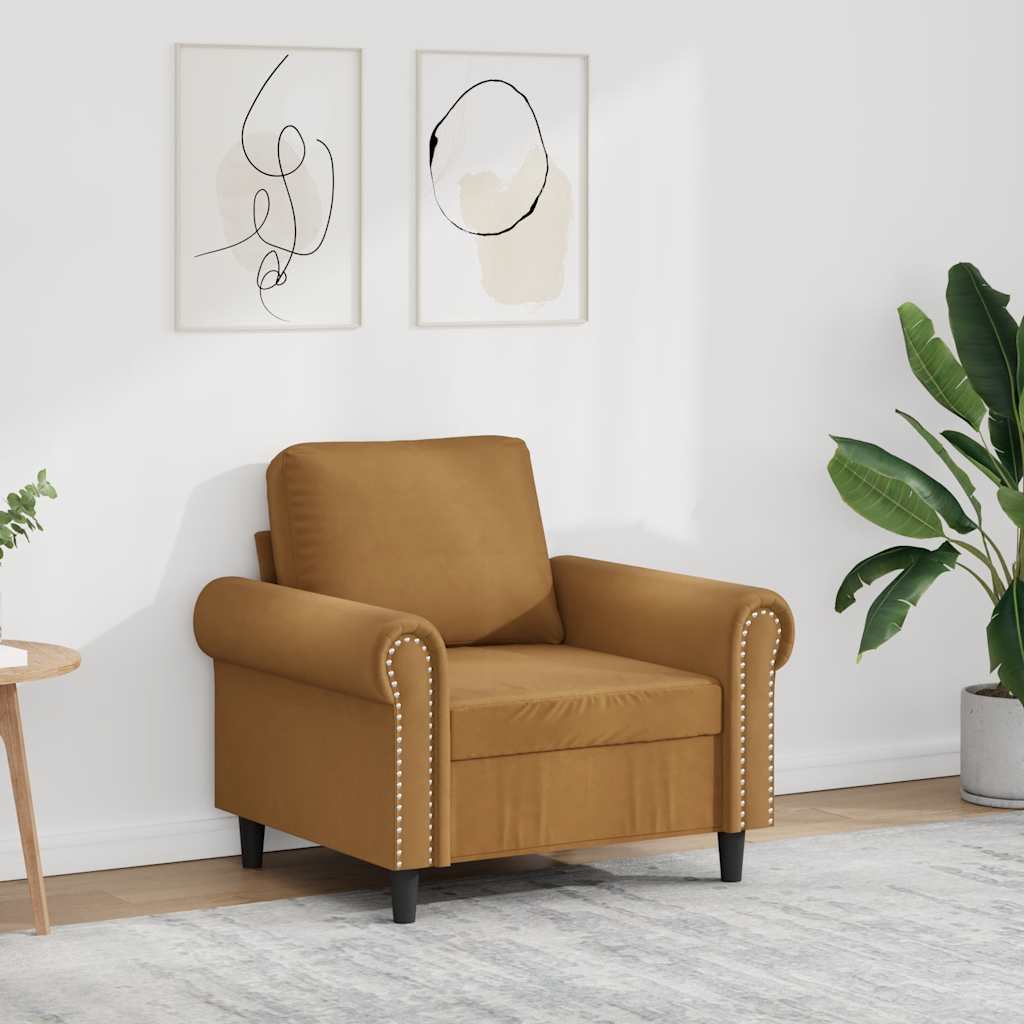 Poltrona Marrone 60 cm Velluto