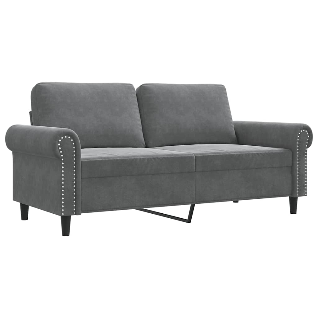 Divano a 2 Posti grigio scuro140 cm in Velluto