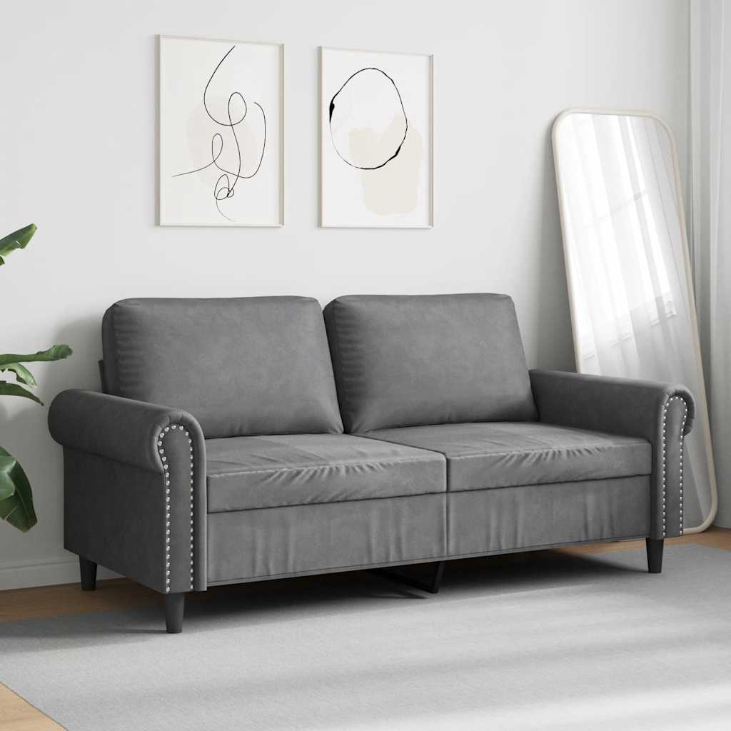 Divano a 2 Posti grigio scuro140 cm in Velluto