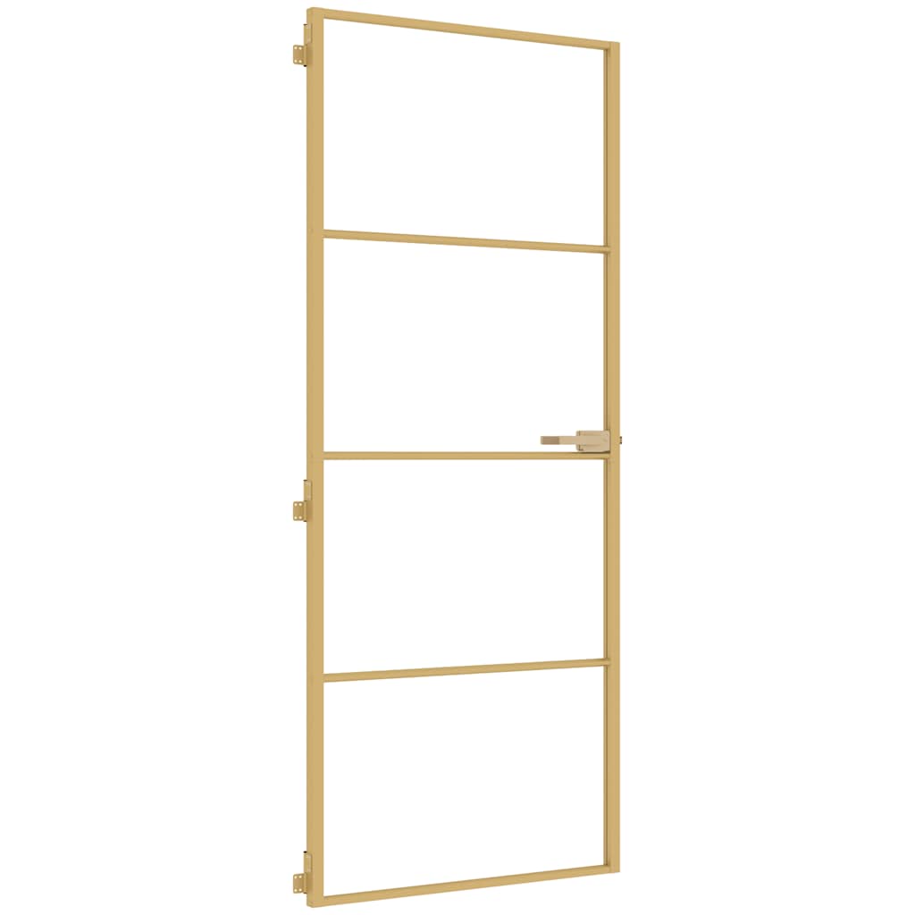 Porta Interni Sottile Oro 83x201,5cm Vetro Temperato Alluminio