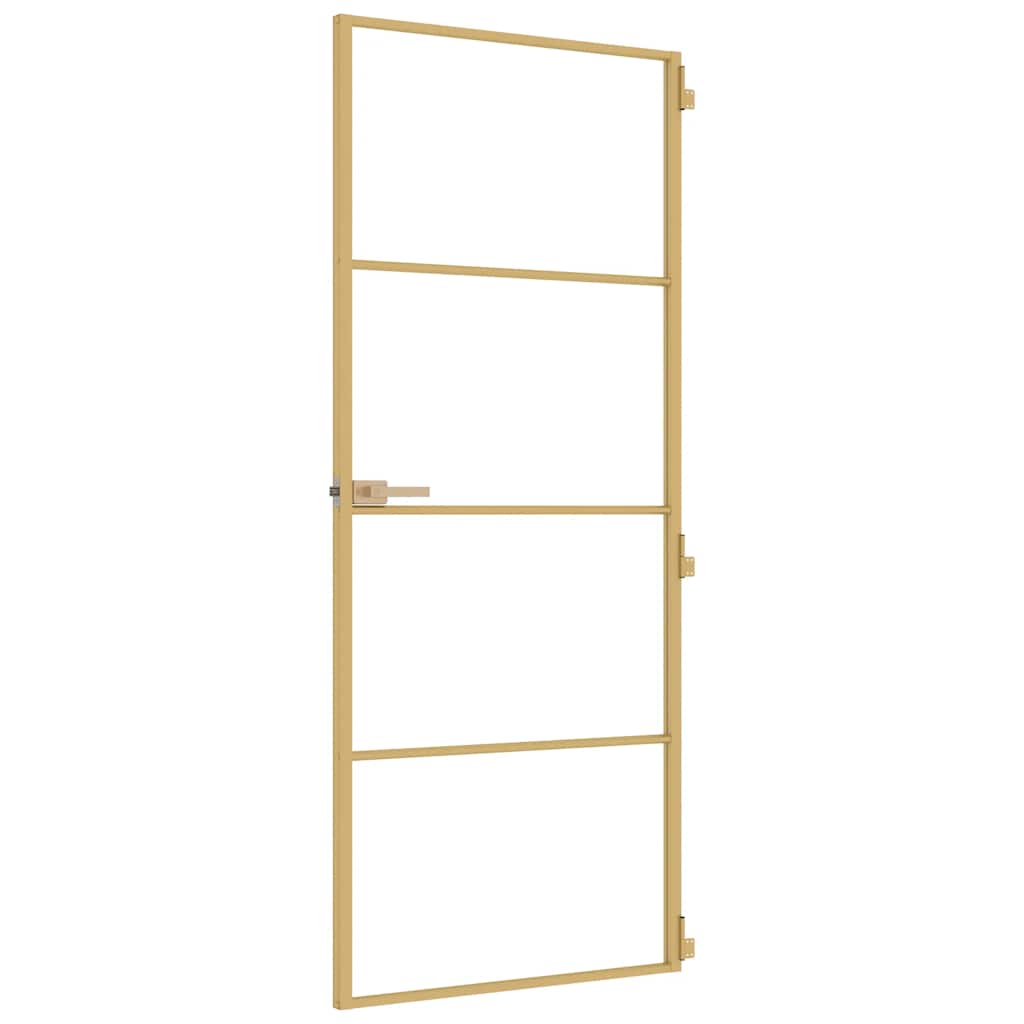 Porta Interni Sottile Oro 83x201,5cm Vetro Temperato Alluminio