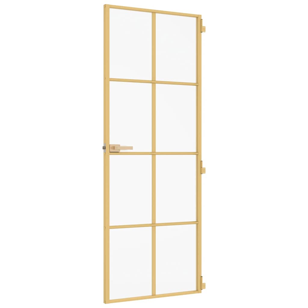 Porta Interni Sottile Oro 83x201,5cm Vetro Temperato Alluminio