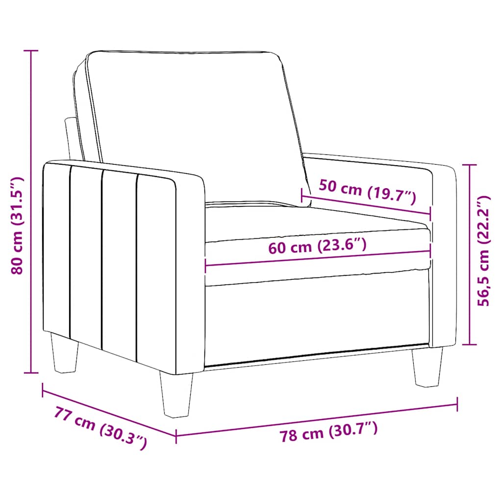 Poltrona Grigio Chiaro 60 cm in Tessuto