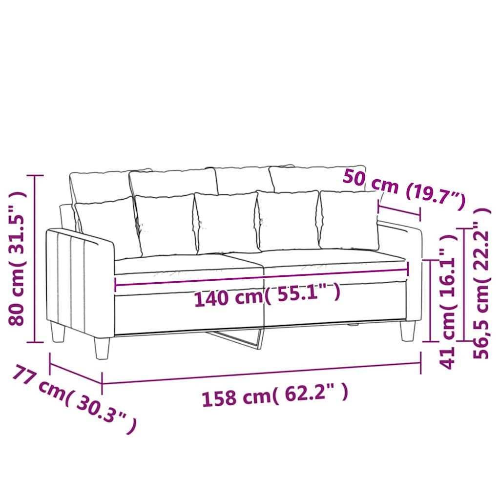 Divano a 2 Posti Grigio Chiaro 140 cm in Velluto