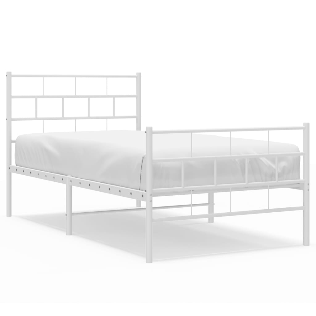 Giroletto con Testiera e Pediera Metallo Bianco 90x200 cm