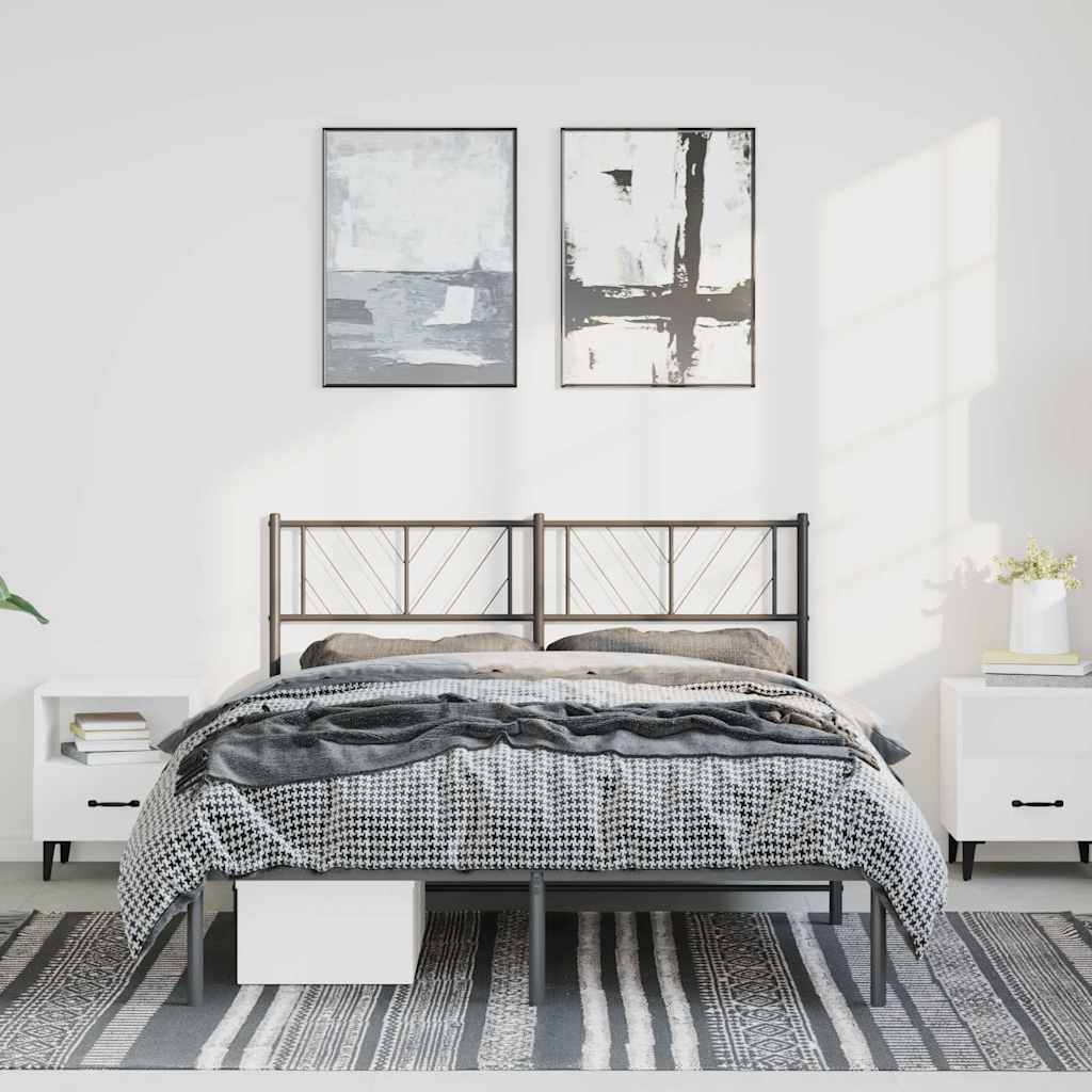 Giroletto con Testiera in Metallo Nero 150x200 cm
