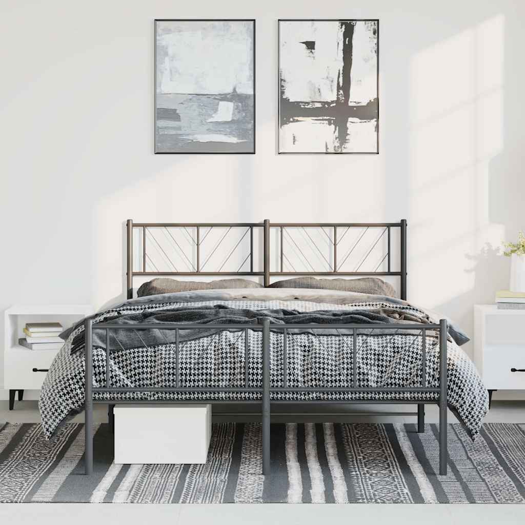 Giroletto con Testiera e Pediera Metallo Nero 135x190 cm