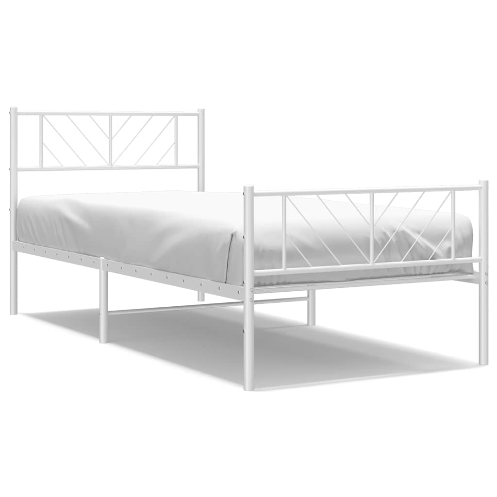 Giroletto con Testiera e Pediera Metallo Bianco 100x200 cm
