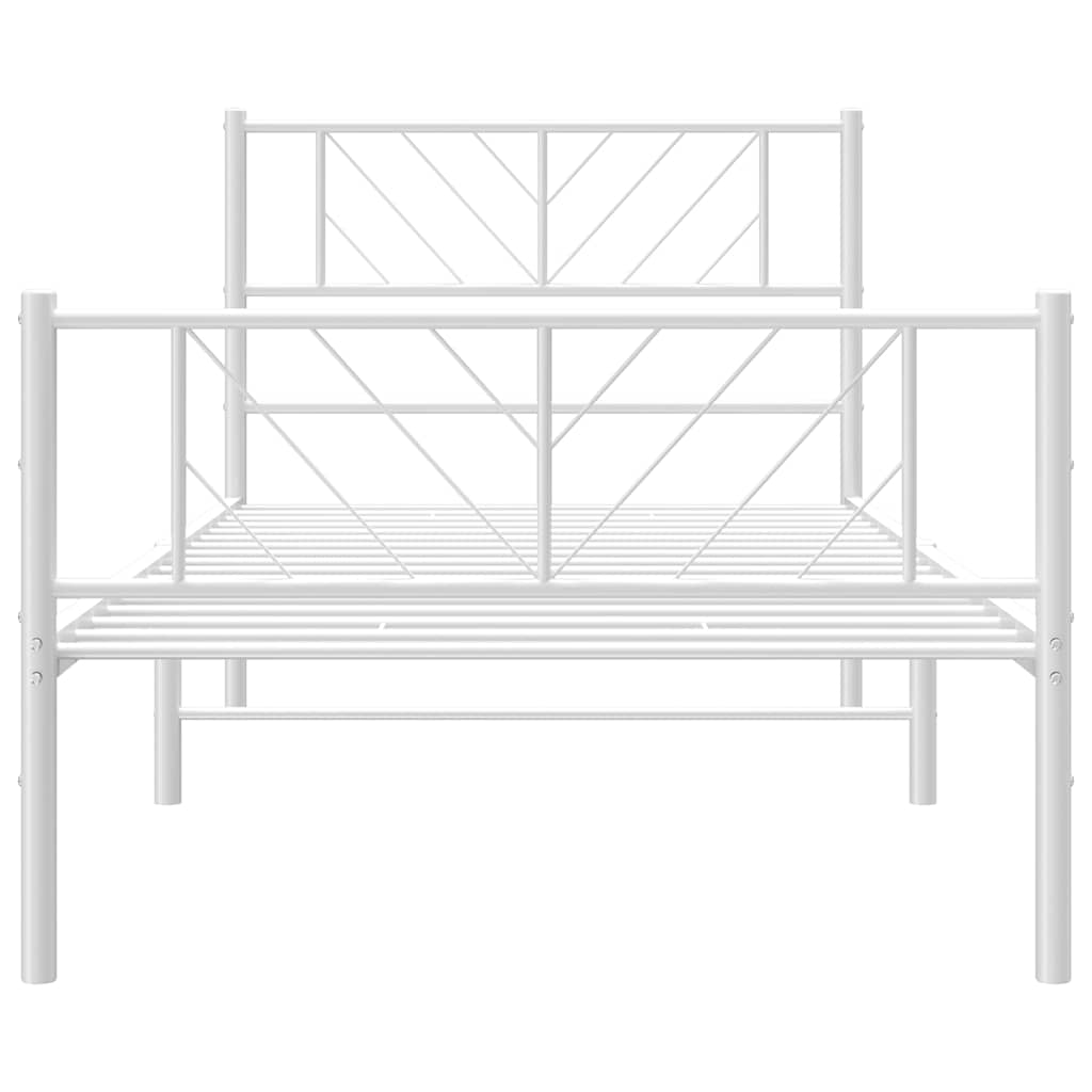 Giroletto con Testiera e Pediera Metallo Bianco 100x200 cm