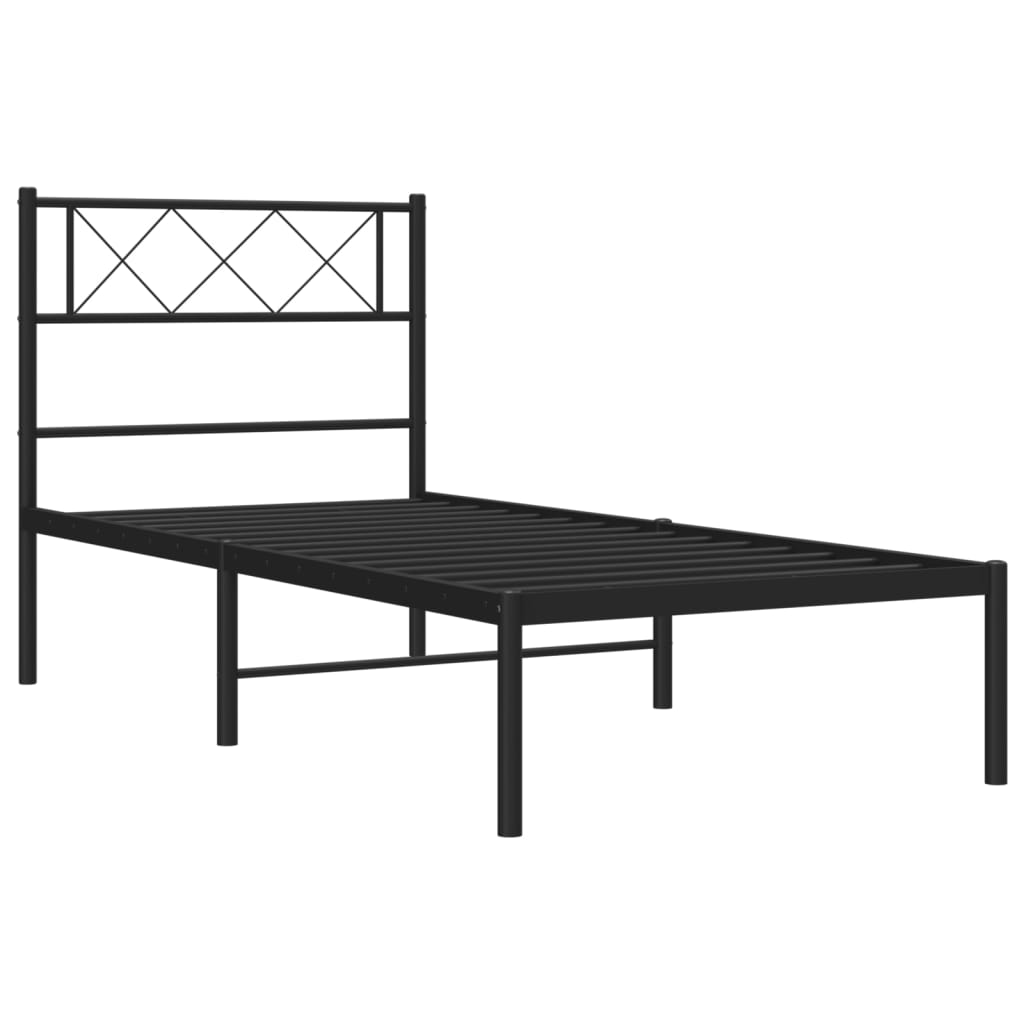 Giroletto con Testiera in Metallo Nero 75x190 cm