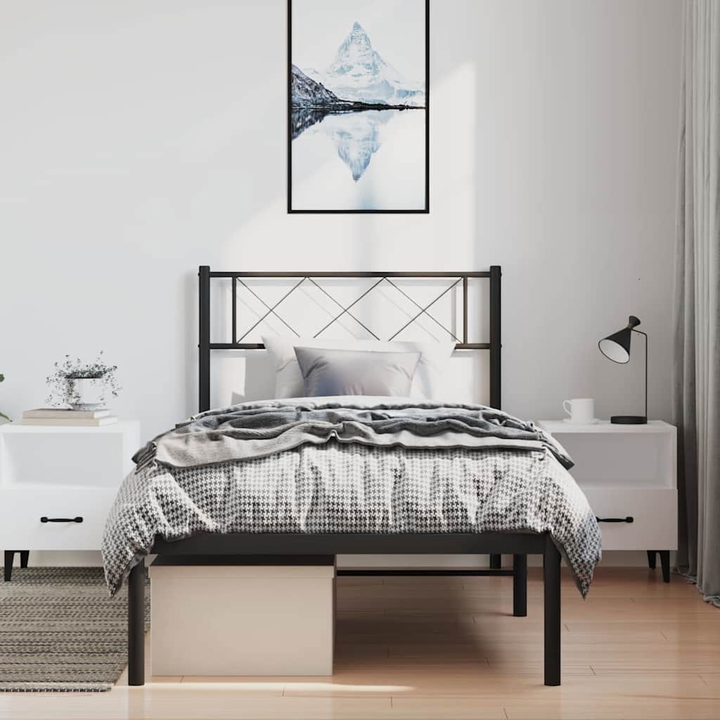 Giroletto con Testiera in Metallo Nero 100x190 cm