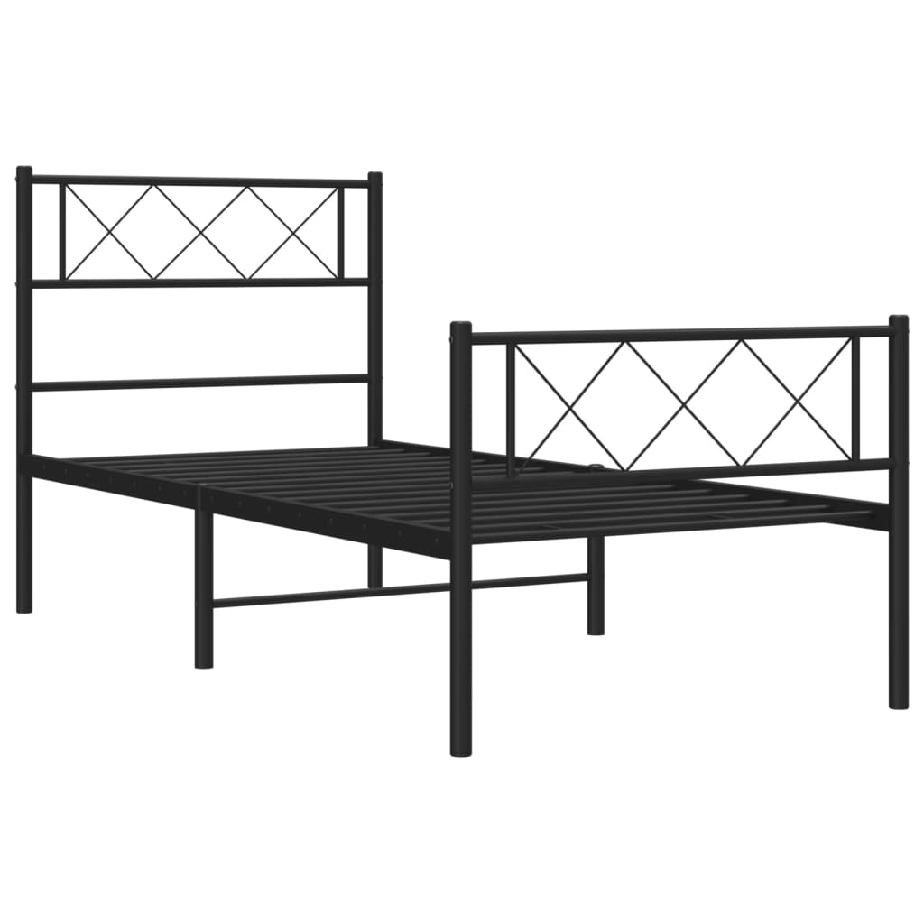 Giroletto con Testiera e Pediera Metallo Nero 107x203 cm