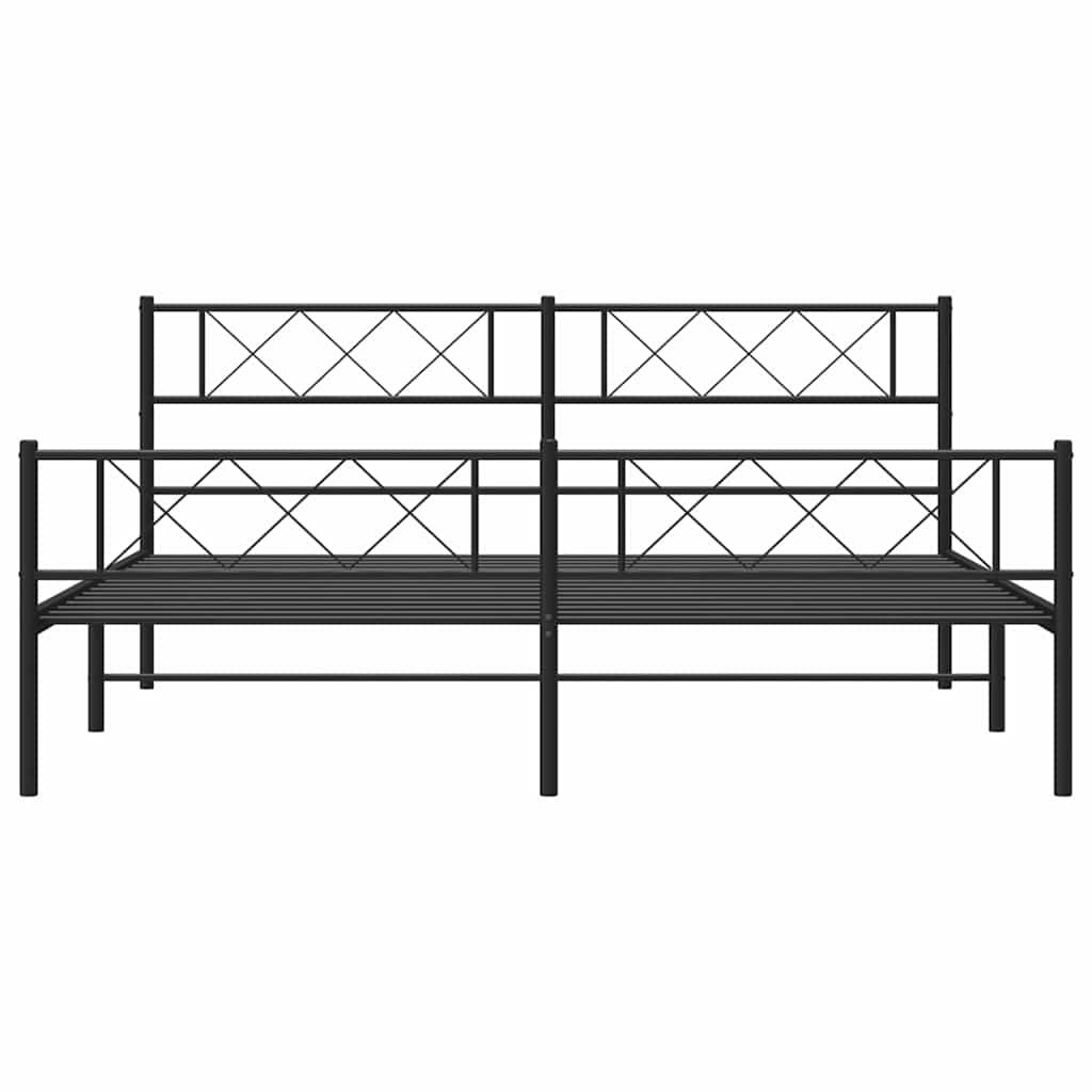 Giroletto con Testiera e Pediera Metallo Nero 193x203 cm
