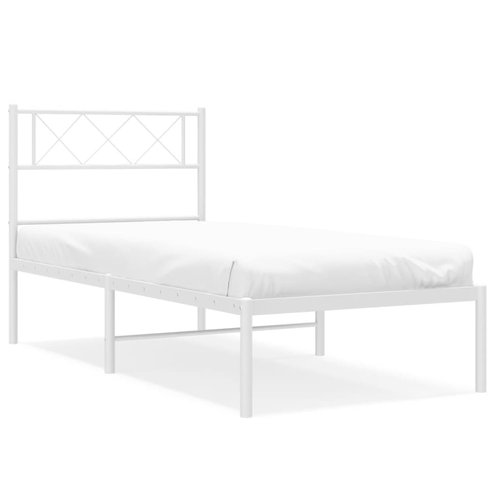 Giroletto con Testiera Metallo Bianco 90x200 cm