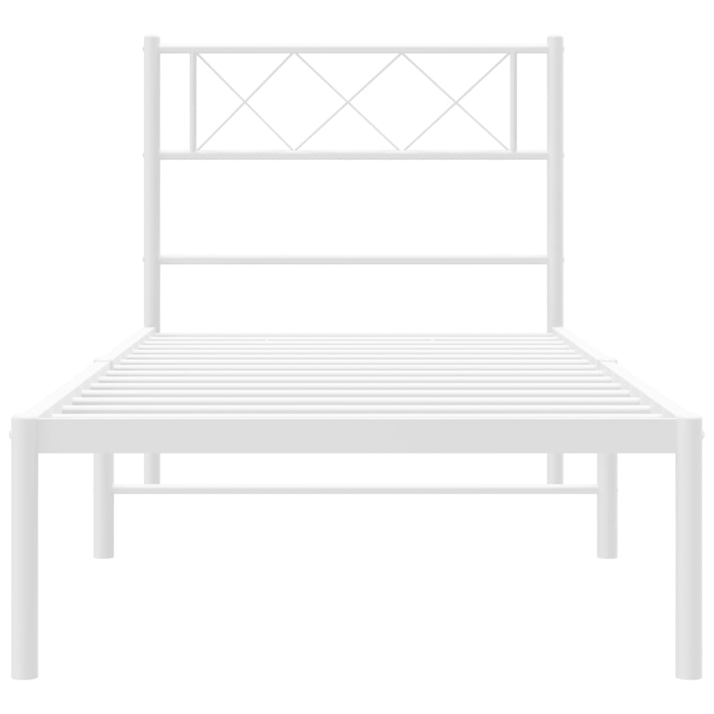 Giroletto con Testiera Metallo Bianco 90x200 cm