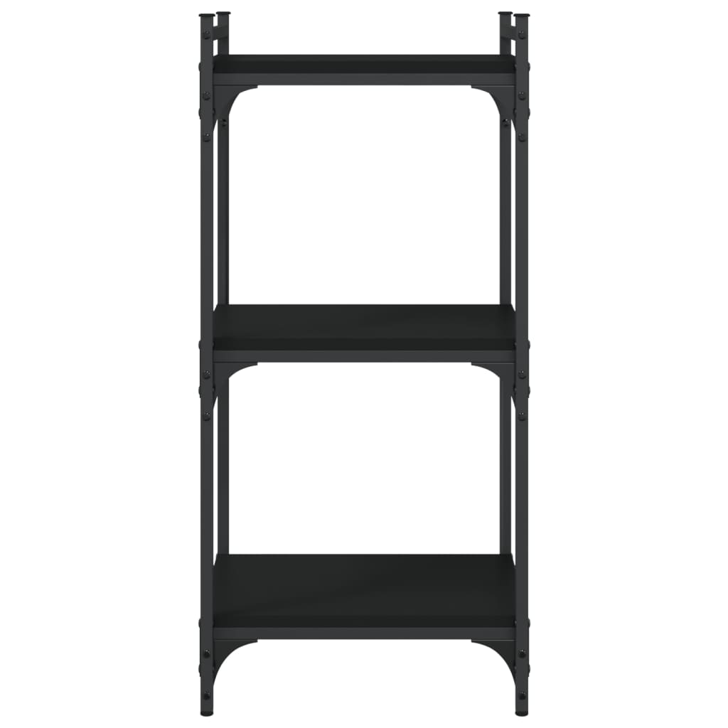Libreria a 3 Ripiani Nera 40x30x86 cm in Legno Multistrato
