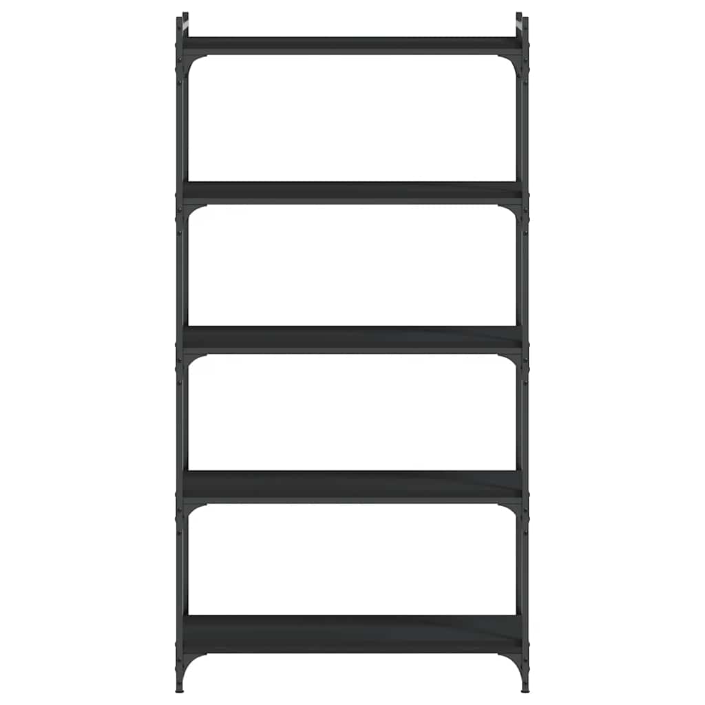 Libreria a 5 Ripiani Nera 80x30x154 cm in Legno Multistrato