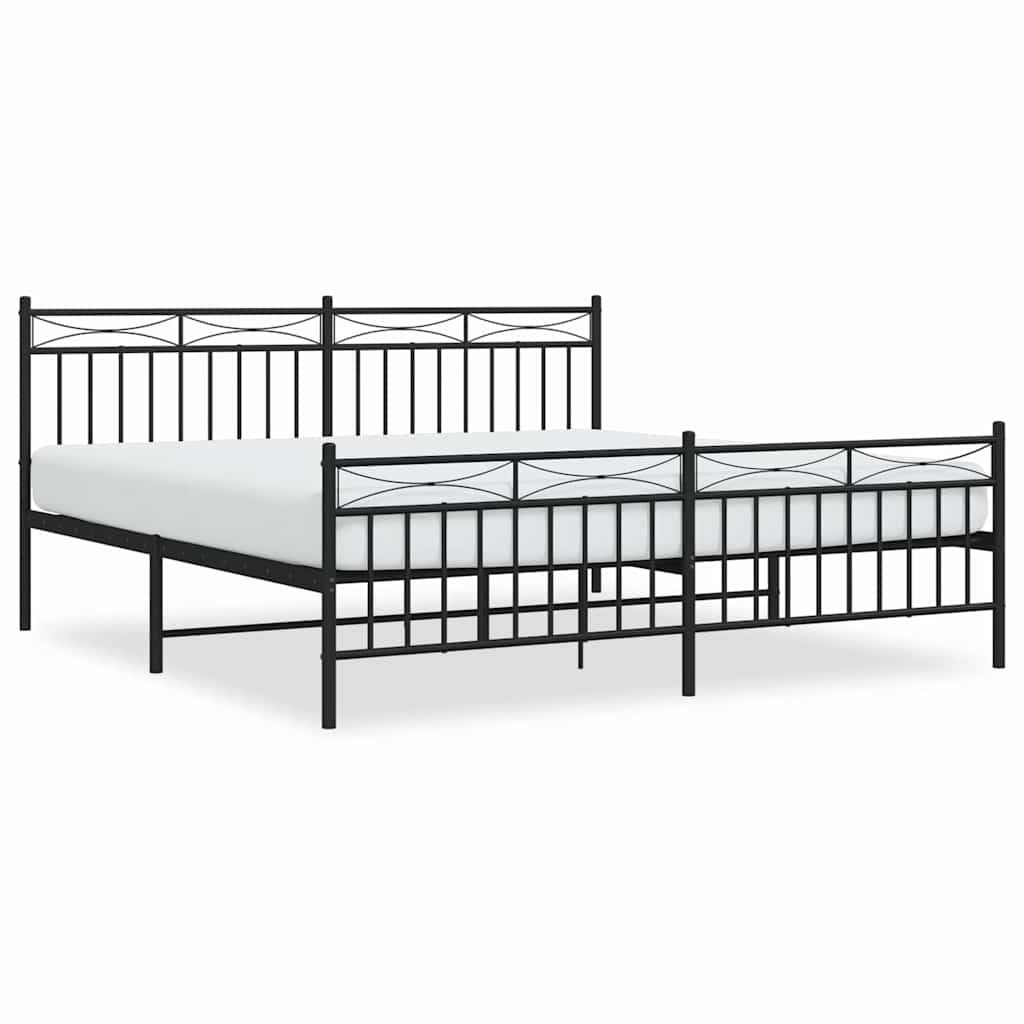 Giroletto con Testiera e Pediera Metallo Nero 183x213 cm