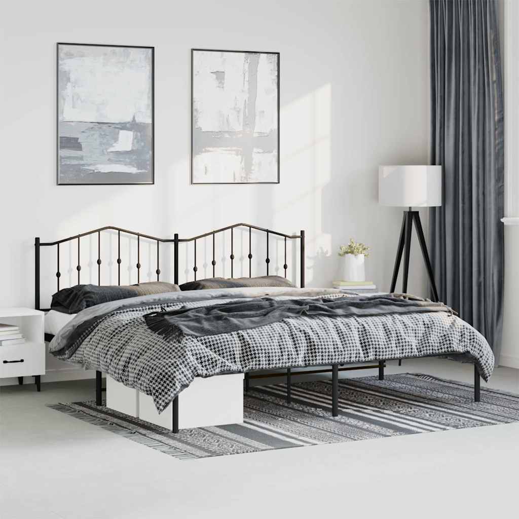 Giroletto con Testiera in Metallo Nero 183x213 cm