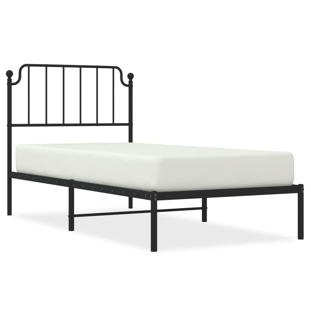 Giroletto con Testiera in Metallo Nero 90x200 cm