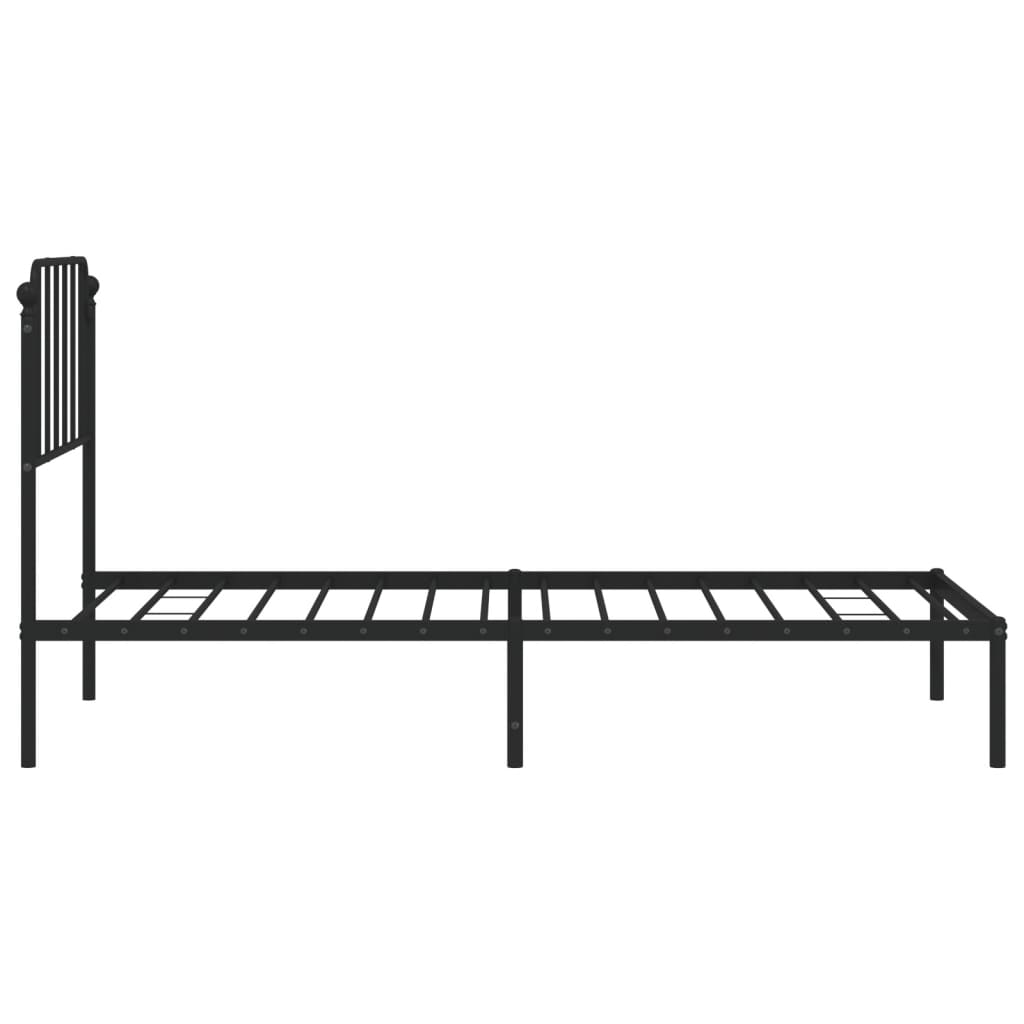 Giroletto con Testiera in Metallo Nero 90x200 cm