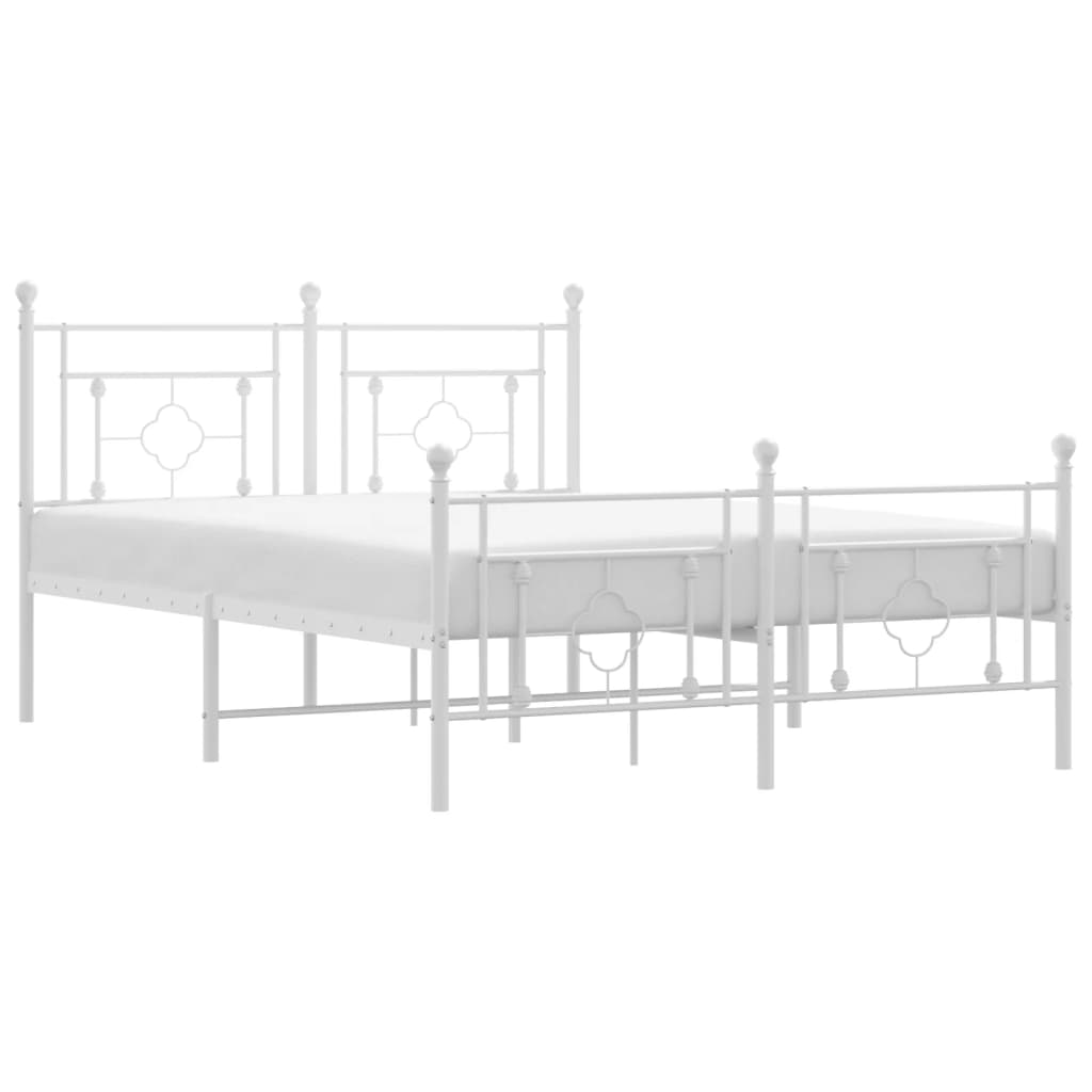 Giroletto con Testiera e Pediera Metallo Bianco 140x190 cm