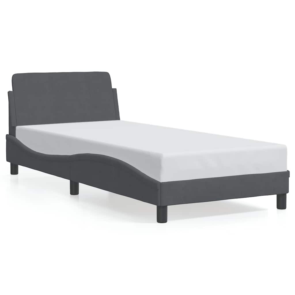 Struttura letto Dover Grigio Scuro 90x190 cm in Velluto