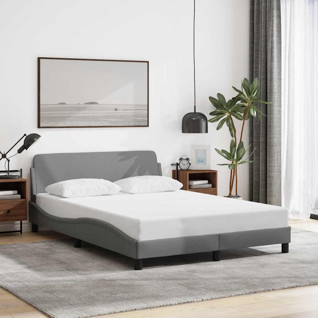 Struttura letto Dover Grigio Chiaro 135x190 cm in Tessuto