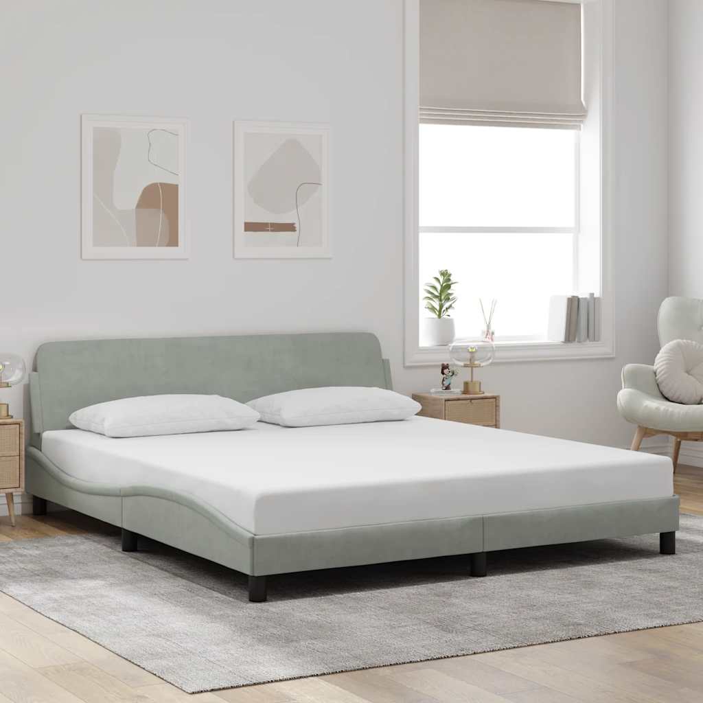 Struttura letto Dover Grigio Chiaro 180x200 cm in Velluto