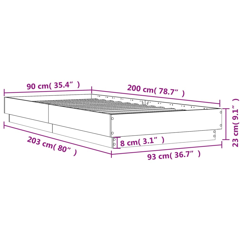Giroletto Grigio Sonoma 90x200 cm in Legno Multistrato