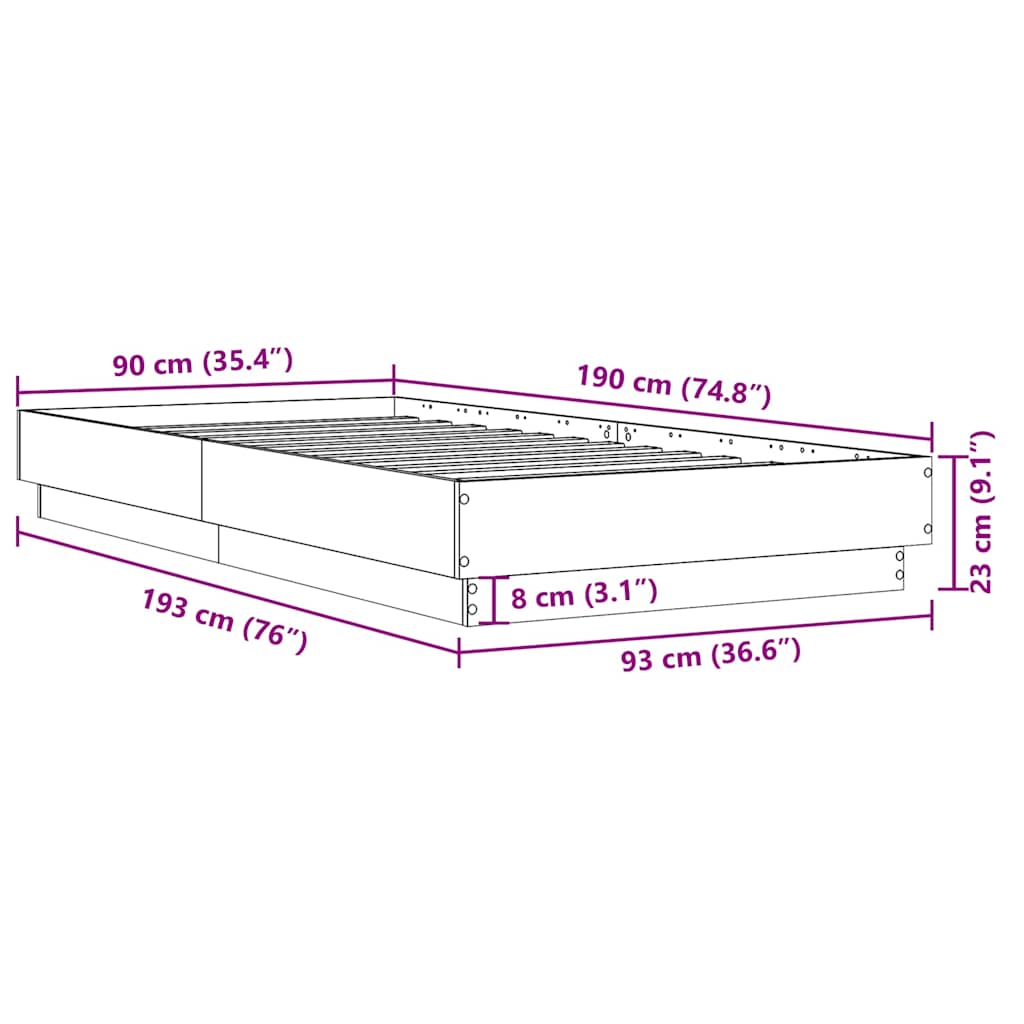 Giroletto Nero 90x190 cm in Legno Multistrato